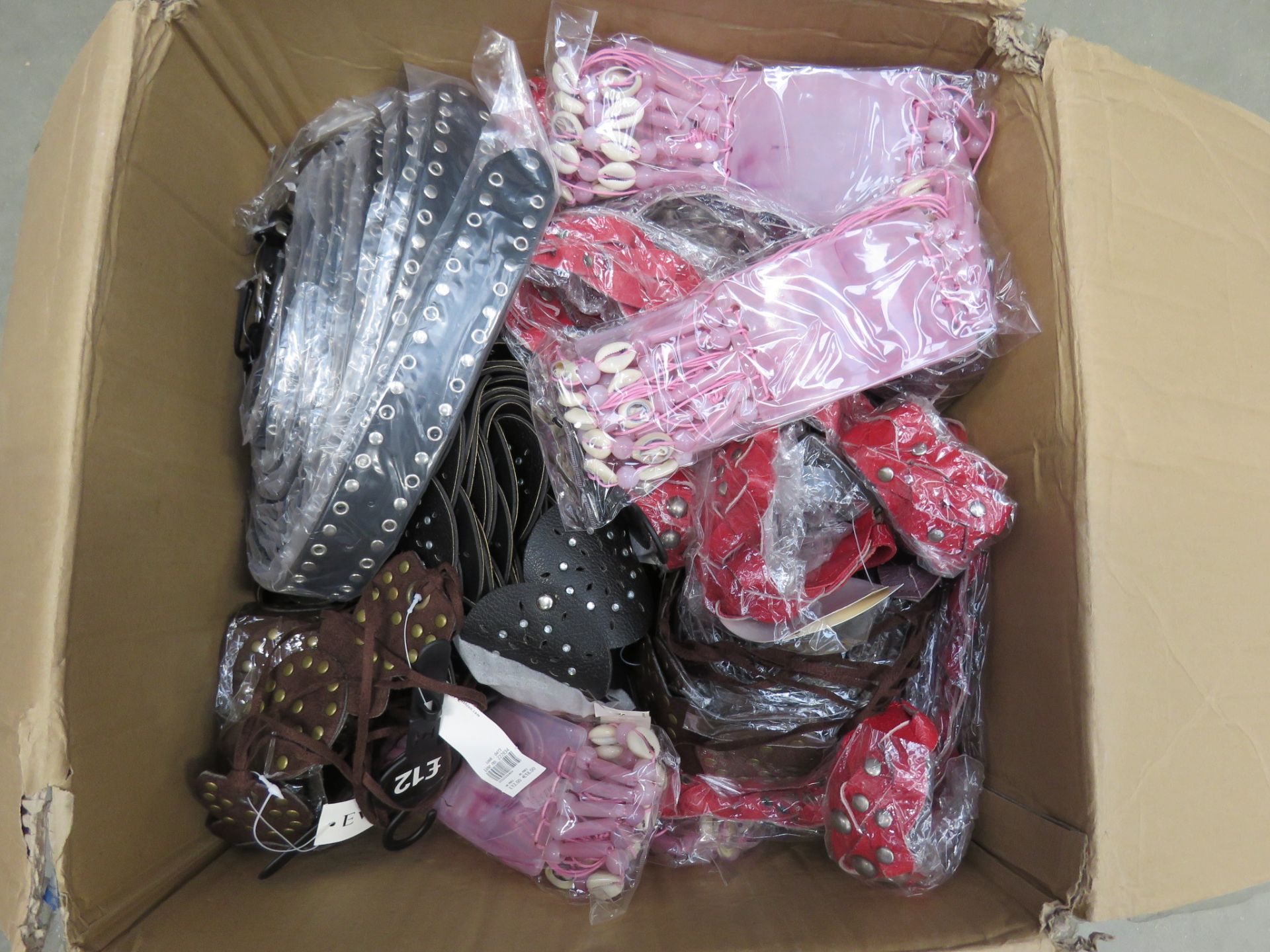 Box of mixed assorted belts