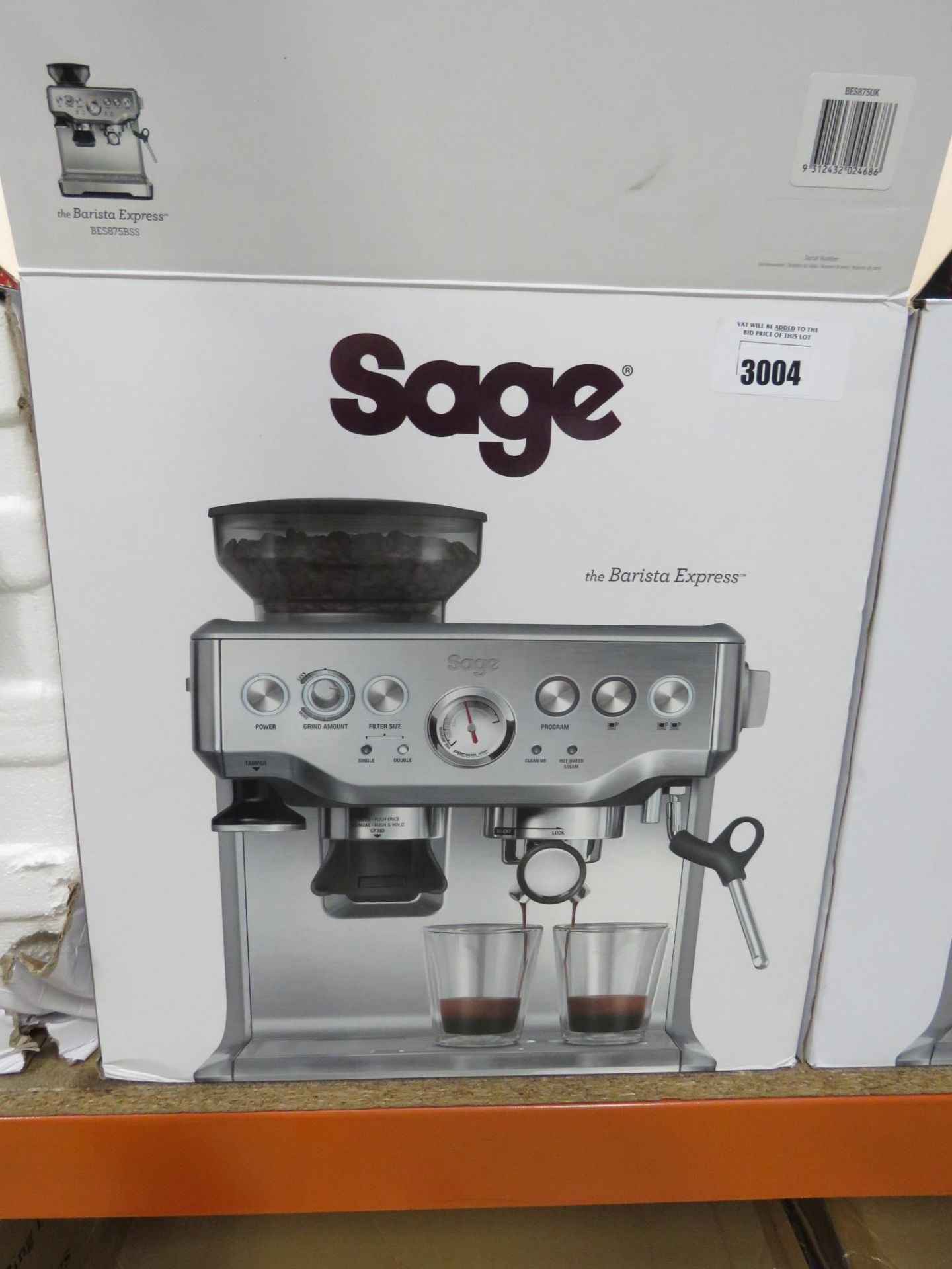 Sage Barista express coffee machine with box