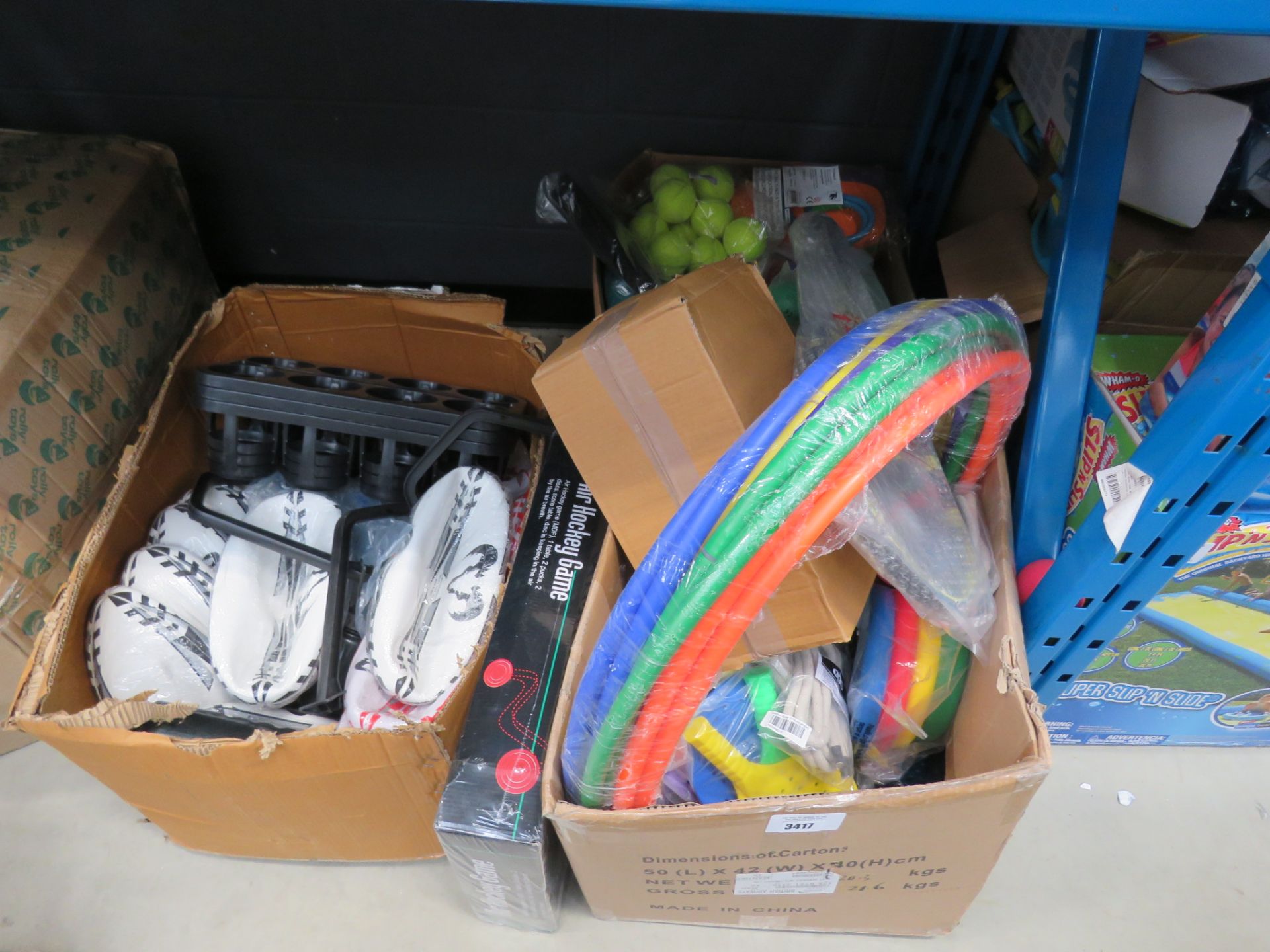 4 boxes of mixed outdoor play items