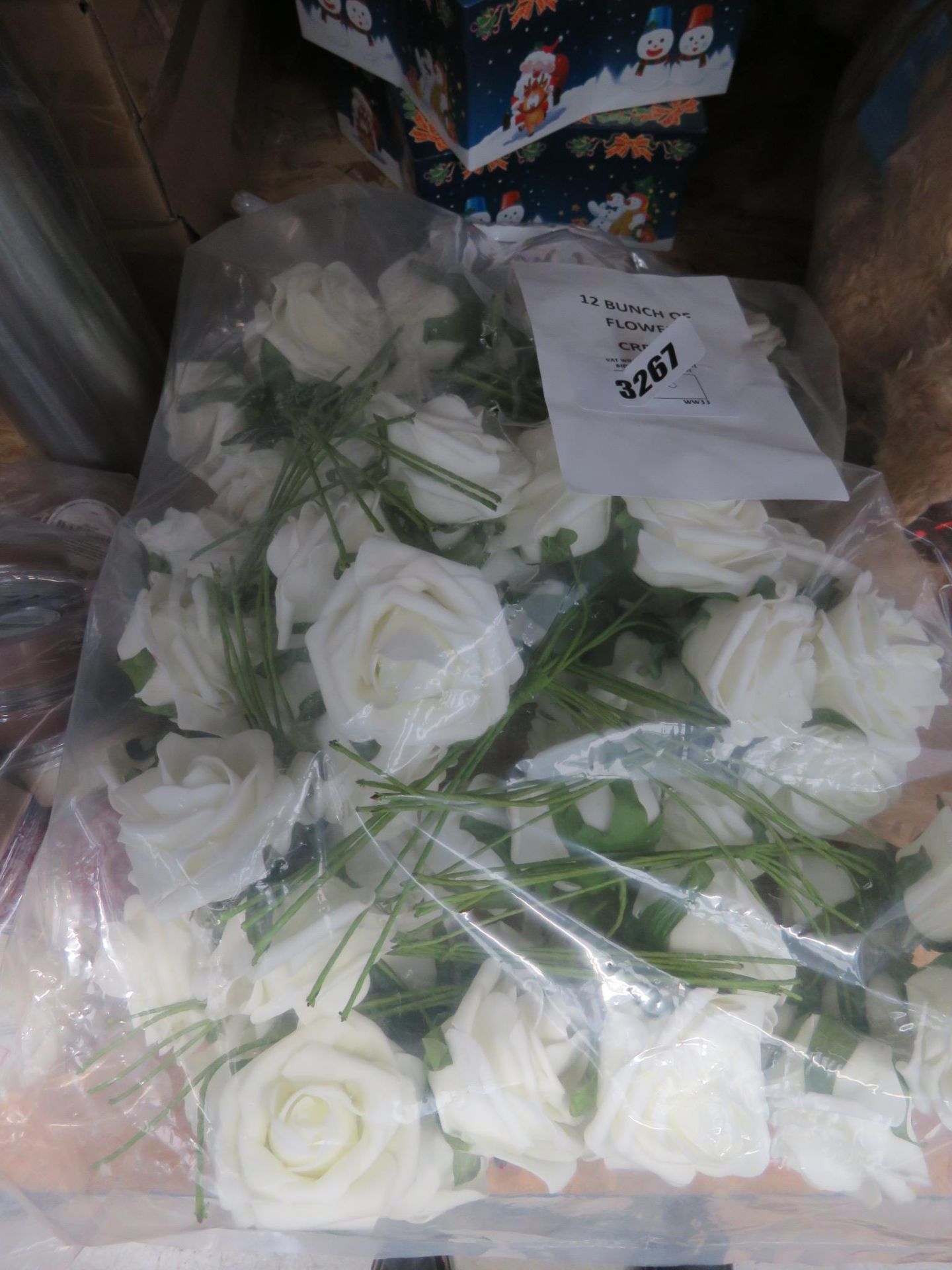12 bunches of flowers in cream