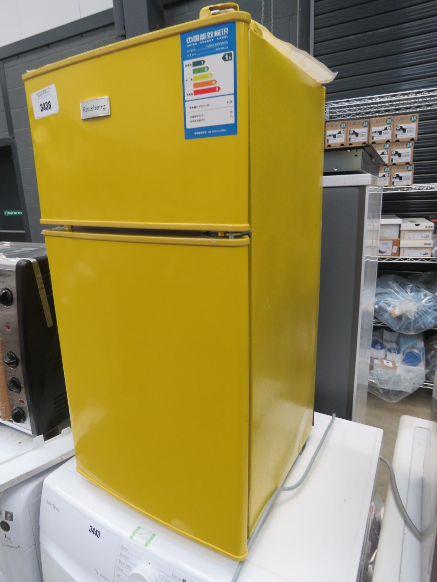 Small Rousheng yellow fridge freezer
