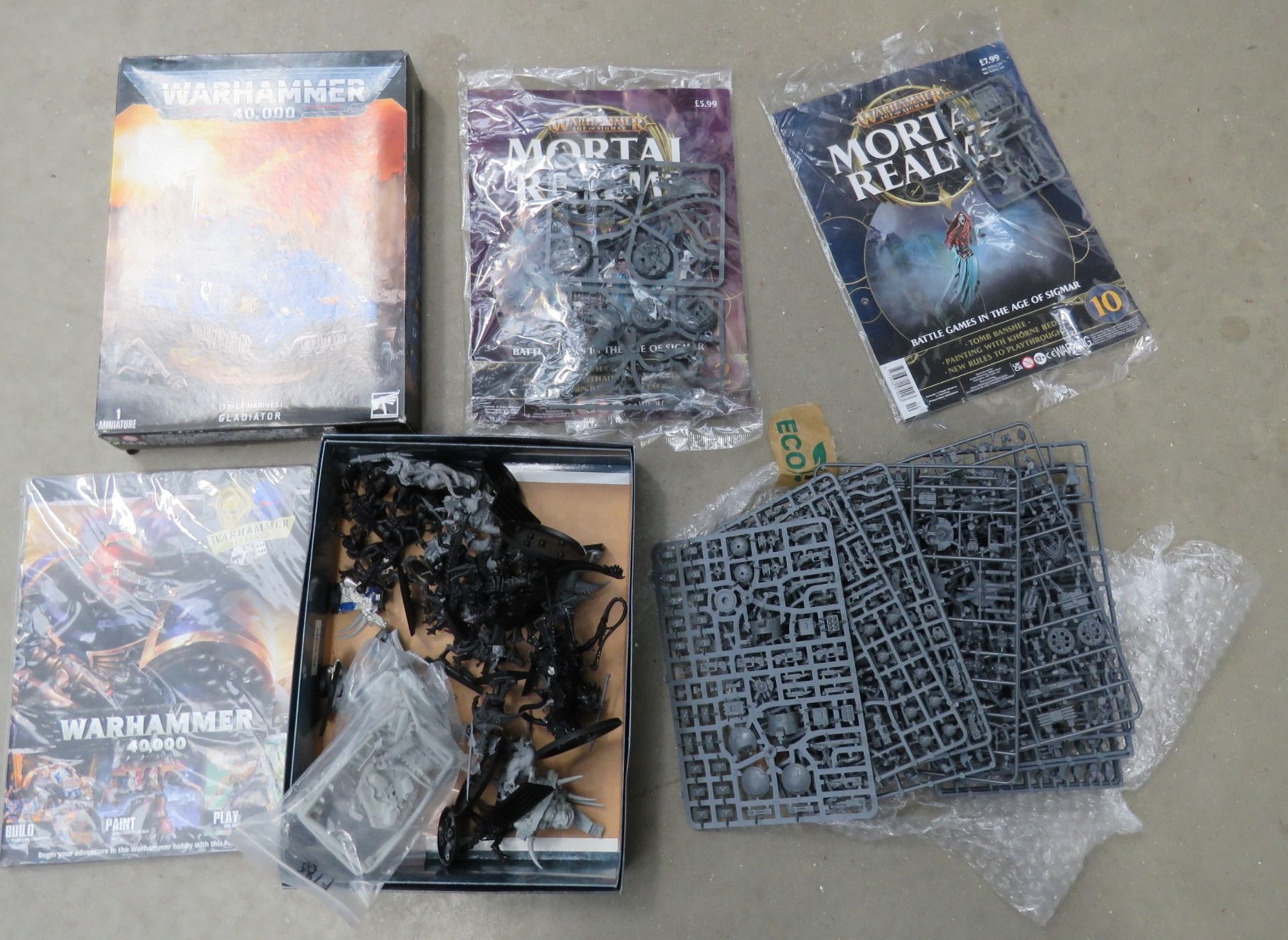 Bag of boxed and loose Warhammer model parts