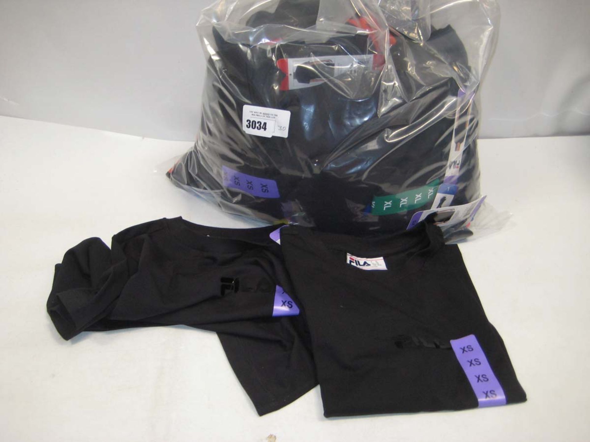 Bag containing 30 ladies Fila black t shirts, various sizes