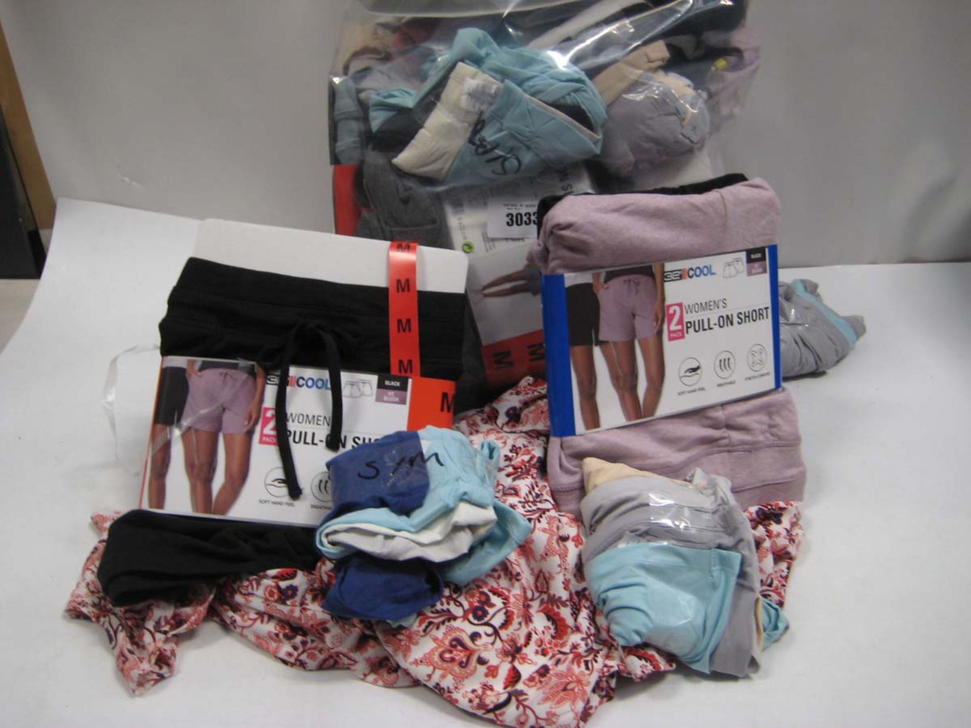 Mix bag containing ladies clothing to include, briefs and pull on shorts