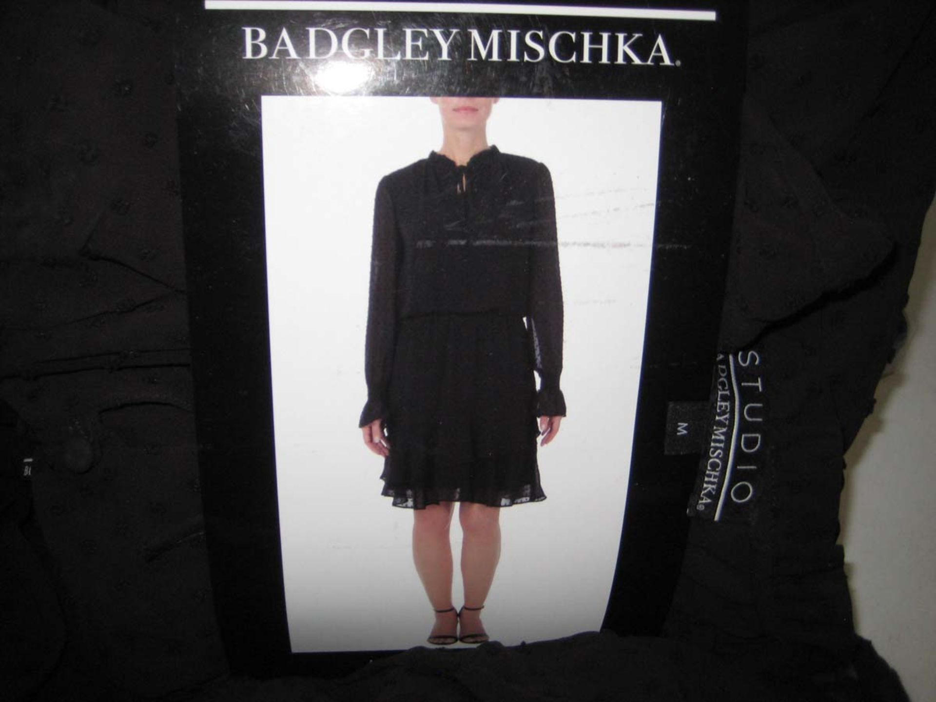 Bag containing 24 Studio Badgley Mischka ladies dresses in black, various sizes. - Image 2 of 2