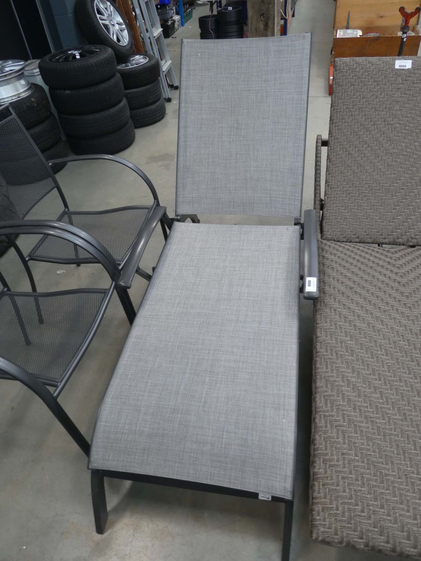 Garden sun lounger recliner in grey