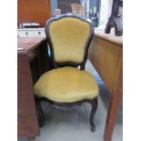 Mustard upholstered Victorian drawing room chair