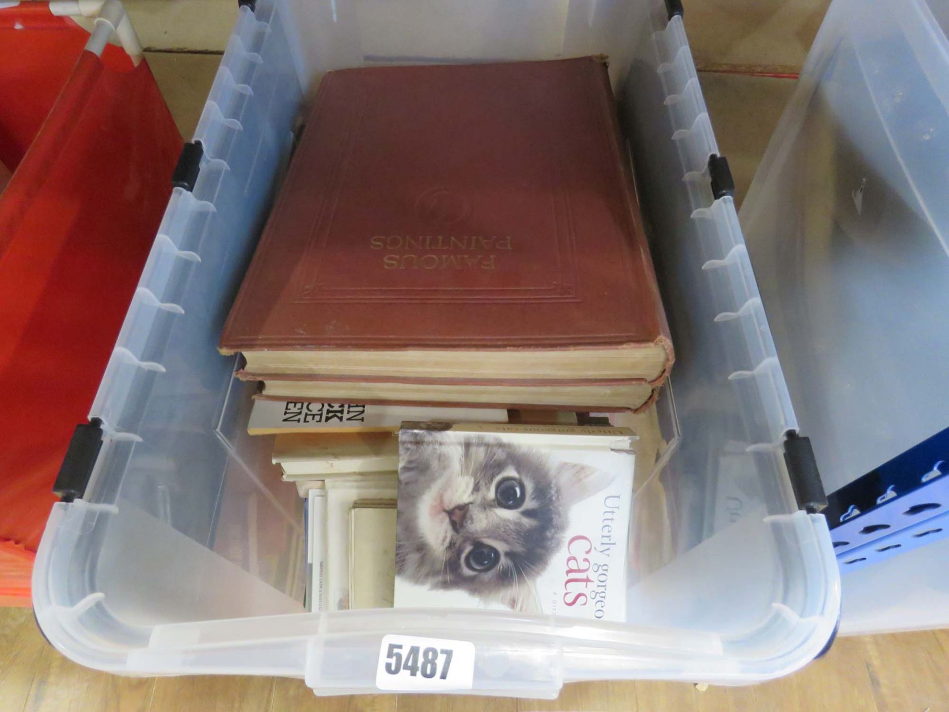 Box containing art and other reference books plus novels