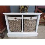 White painted unit with two wicker basket drawers