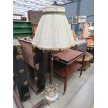 Floor lamp with marble base and brass column