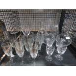 Cage containing glass carafe, liquor and sherry glasses