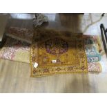 (93) 2 mustard coloured mat plus green floral mat