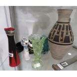 Quantity of 1960's and 1970's pottery plus glass vases