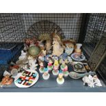 Cage containing Snow White and dwarf figures, Jasper ware, ornamental figures and china