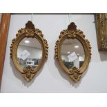 (89) Pair of small mirrors in decorative gilt frames