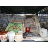 Cage containing commemorative ephemera and coffee mugs incl. Sphere, Country Life, and Coronation