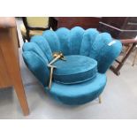 5397 Turquoise fabric shell back tub chair