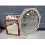 5182 - Oval mirror in painted frame, bevelled mirror in oak frame plus 2 1950s mirrors