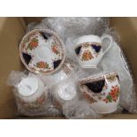 Box containing a quantity of floral patterned Beresford Longton patterned crockery