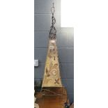 Warped Iron table lamp with floral pattern skin shade