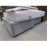 4 foot 6 divan bed base with mattress and headboard