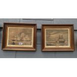 Pair of Victorian engravings of sailing ships