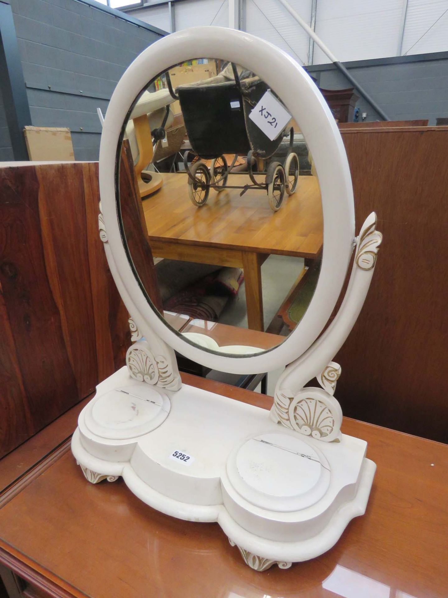 Cream painted Victorian toilet mirror