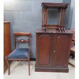 Victorian mahogany double door cupboard, nest of three mahogany tables plus a Victorian dining chair