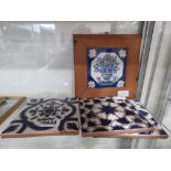 4 blue and white Art print tiles