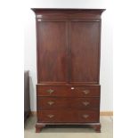 Victorian mahogany linen press with ogee feet