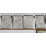4 framed and glazed Bedford maps