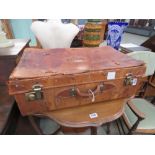 (24) - Vintage leather suitcase