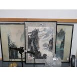3 framed and glazed Chinese scenery prints
