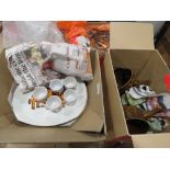 2 boxes containing DreamWorks Chicken Run egg cups plus quantity of beef eater dinner plates and