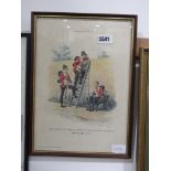 Framed and glazed print of military officers, by Richard Simkin