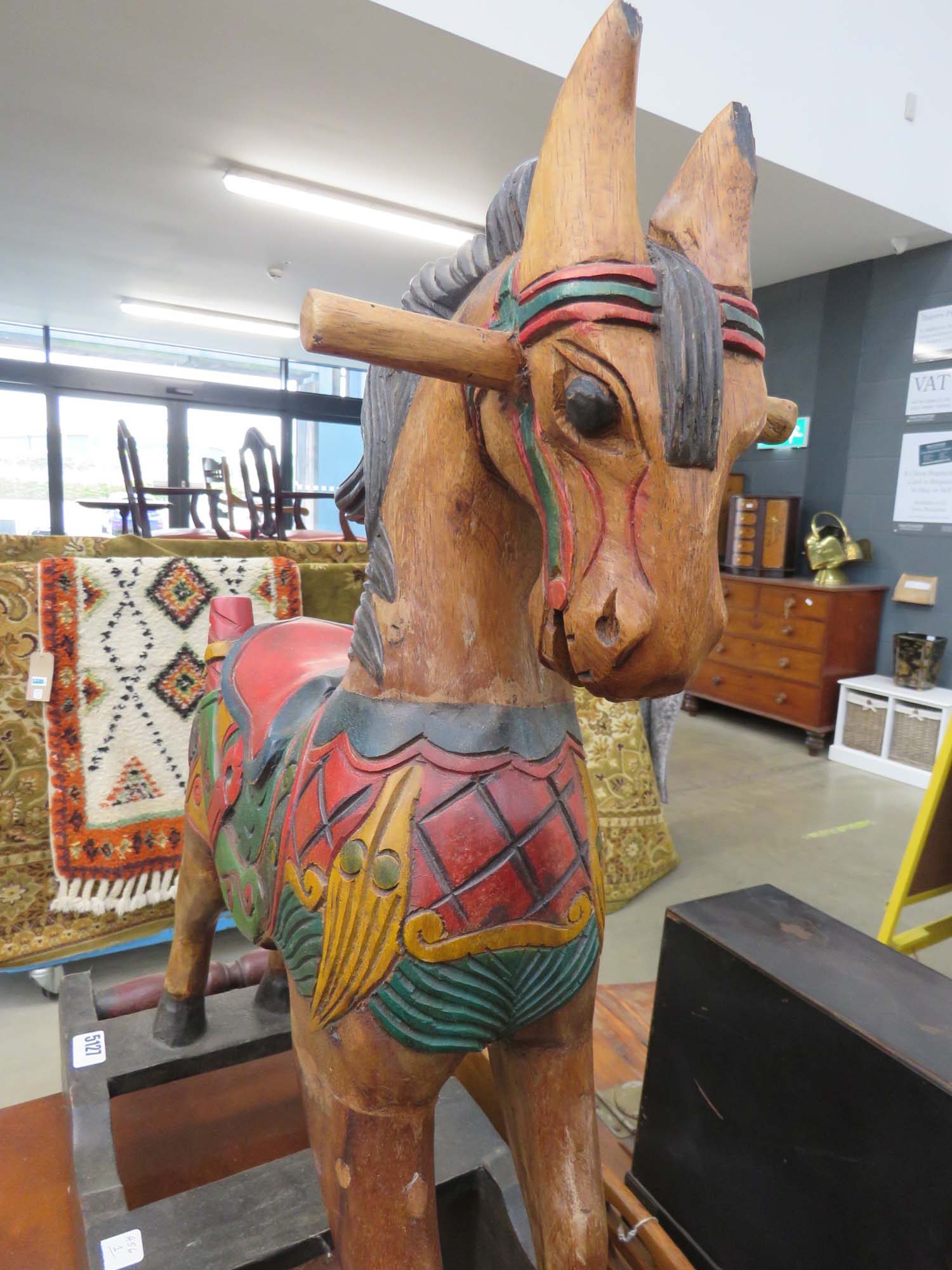 (1) Painted wooden rocking horse - Image 2 of 2