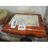 (2140RR) 470 - A modern dressing table box of casket form with silver inlaid surface decorated in