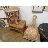 Rattan chair plus stool and circular coffee table