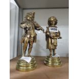 2 brass musician figures