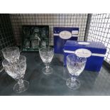 Cage containing Royal Doulton crystal wine glasses and tumblers