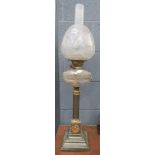 Oil lamp with reeded column