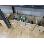 5 boxes containing gardening books plus antique guides and novels