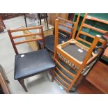 (45, 44) Two pairs of upholstered teak dining chairs