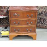 (77) Reproduction yew serpentine fronted three drawer cabinet