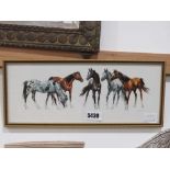 Framed and glazed print of horses