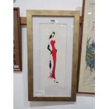 Stylized picture of elegant lady in red dress