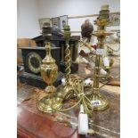 3 brass table lamps