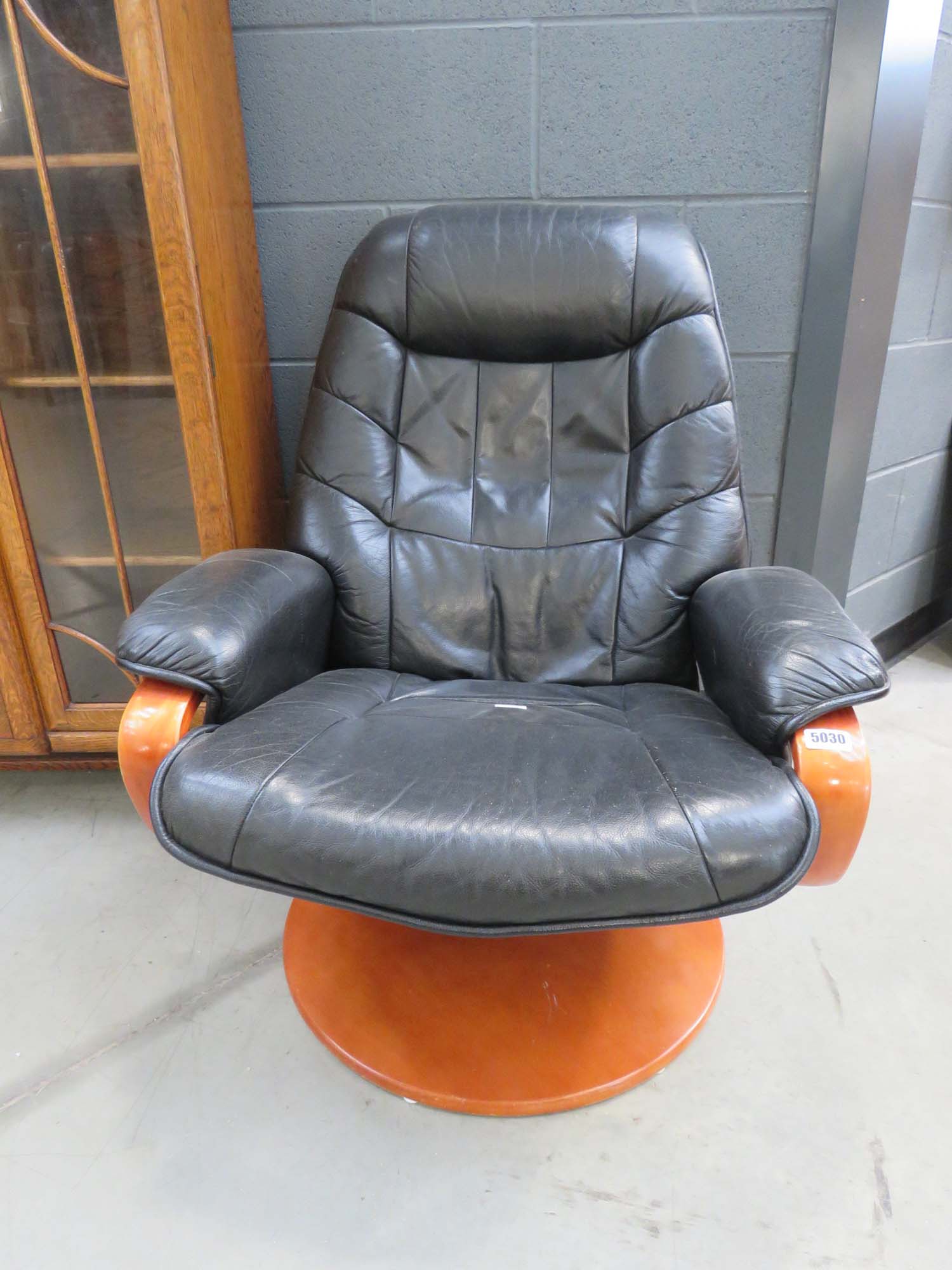 Black leather effect stress less style armchair