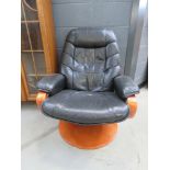 Black leather effect stress less style armchair