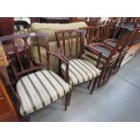 6 reproduction mahogany dining chairs to include 2 carvers